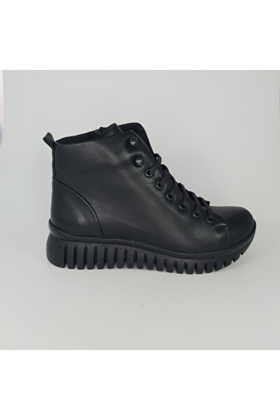 M.P. Hakiki Deri Z8153 Siyah Fermuarlı Bot