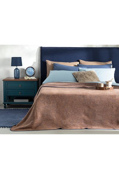 English Home Melange Cotton Single Blanket 150x200 Cm Navy Blue - Terracotta