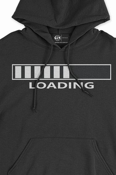 Cix Loading Loading Σχεδιασμός Μαύρο φούτερ με κουκούλα