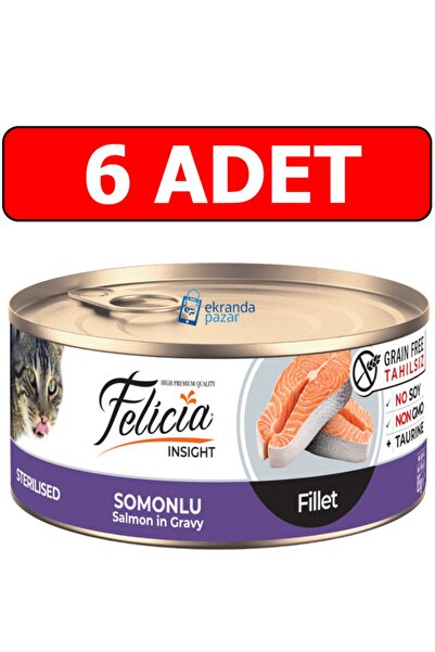 Felicia Tahılsız Fileto Somonlu Kısır Kedi Konserve 6 Adet 85 Gr Sterilised K...