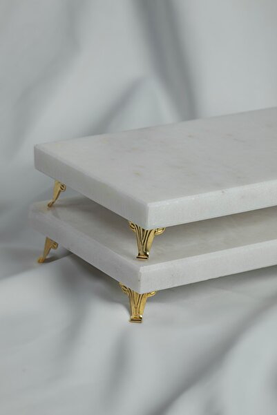 MERALP 2-Piece Marble Presentation Bowl, Metal Profile Leg