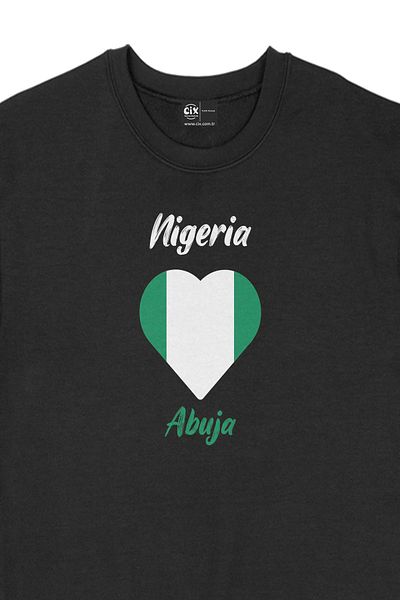 Cix Hanorac negru Abuja Nigeria Flag Heart Heart