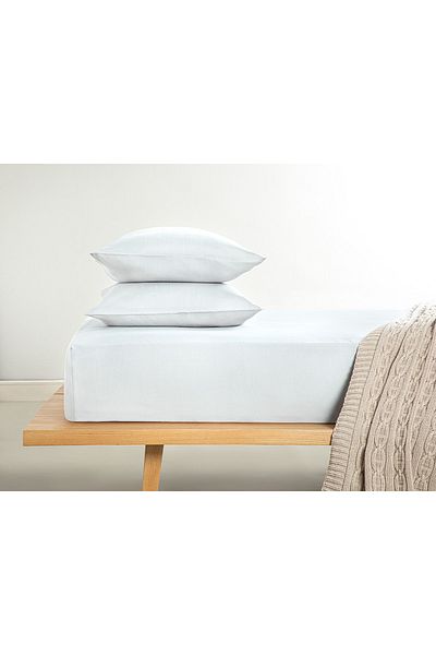 English Home Novella Premium Soft Cotton - Διπλό Λευκό Σεντόνι, Ελαστικό - Tkm 160x200 cm