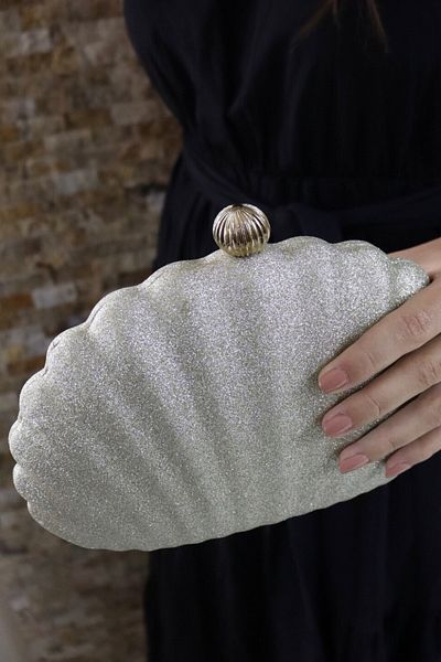 Moom Bag Γυναικεία τσάντα με αλυσίδα από χρυσό Oyster Glitter