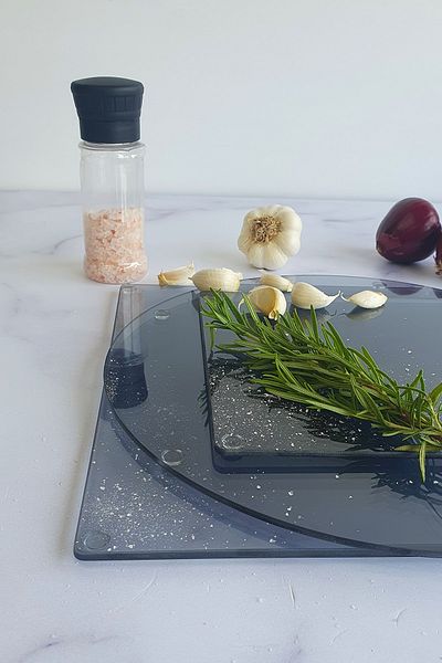 Decorita Glass Cutting Board|Glass Cutting Plate| 3 Piece Set| Smoked Glass