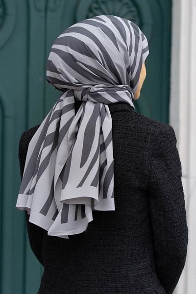 Vissona Γυναικείο σάλι πολυτελείας Medina Silk Grey-3