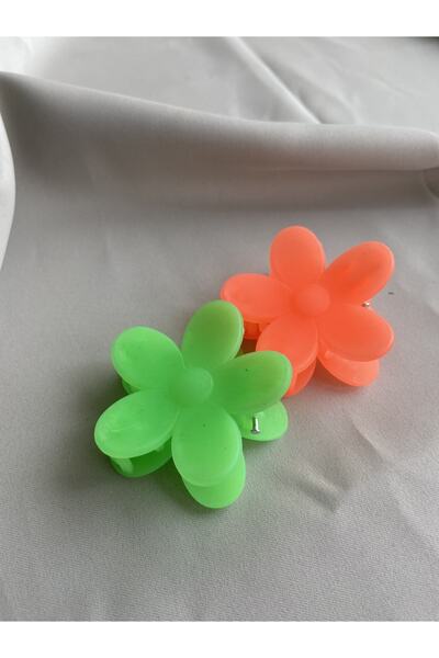 Generic Brand Pack of 2 Neon Green and Orange Floral Latch Buckle