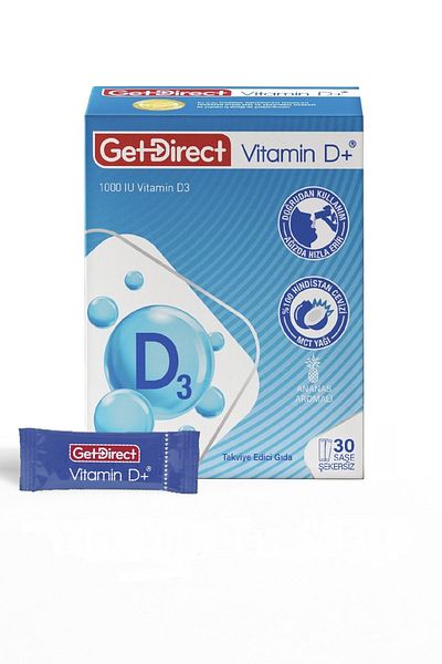 GetDirect فيتامين د+ 1000 وحدة دولية - مكمل غذائي يحتوي على فيتامين د3 30 كيسًا