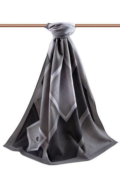 Vissona Women's Luxury Medina Silk Shawl Silver - Smoked