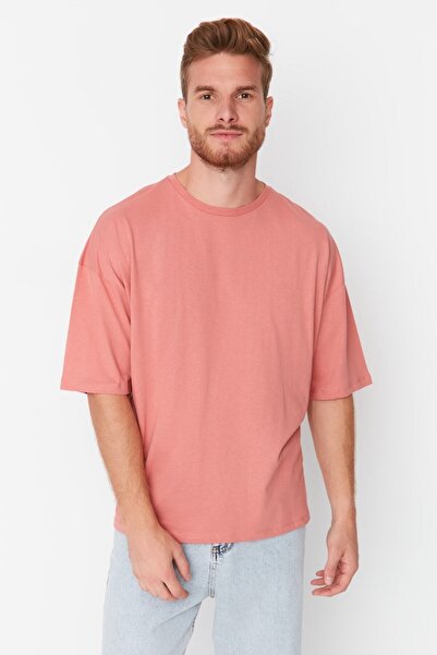 Trendyol Collection Βαμβακερό μπλουζάκι με φλοράλ εμπριμέ αποξηραμένο τριαντάφυλλο - TMNSS21TS1223