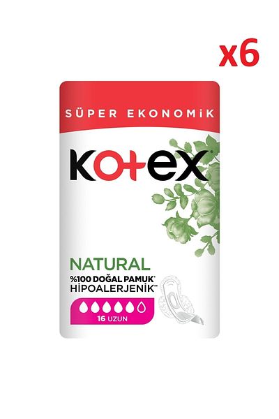 Kotex Natural Long 16 Pieces X 6