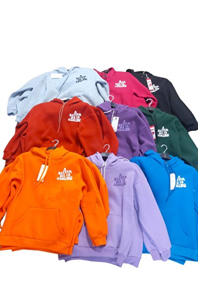 Yazı Baskılı Kapüşonlu Oversize Sweatshirt