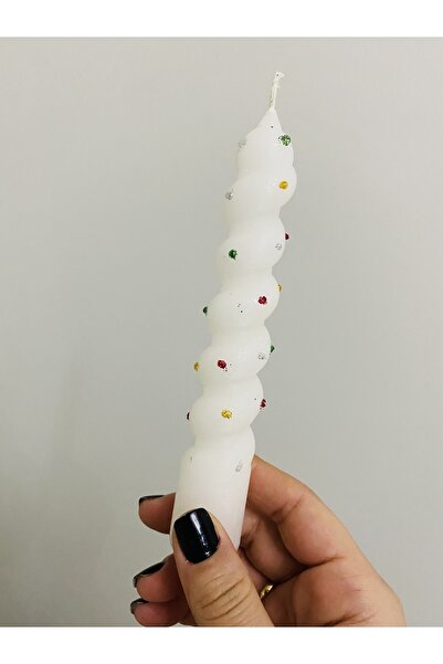 Mumbox mutluluk mum şeklinde Tekli Simli Kokulu Burgu Şamdan Mum 15 Cm