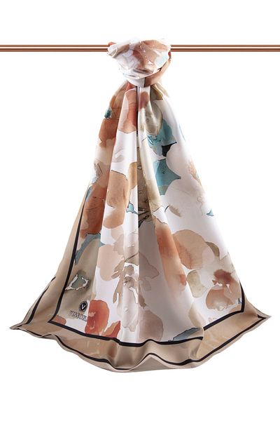 Vissona Γυναικείο σάλι Luxury Medina Silk Beige - Πούδρα