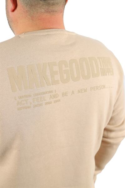 MocGrande Μεγάλο μέγεθος Unisex Sweat Make Good 22734 Μπεζ