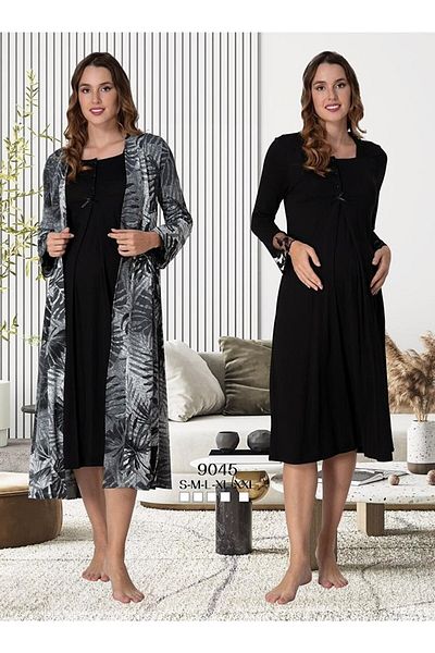 Effortt Maternity Set with Flower Lace Detailed Sleeves and Nightgowns