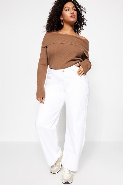 Trendyol Curve Mink Carmen Collar Knitwear Sweater TBBAW23AN00024