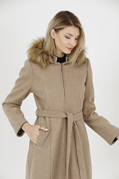 ZERLO Full Size Cashmere Coat - Beige Cashmere Coat