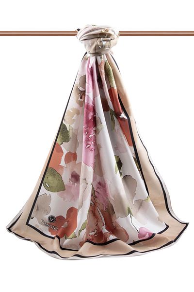 Vissona Γυναικείο Luxury Medina Silk Shawl Beige - Tan