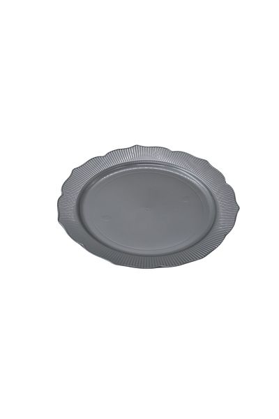 bizdenpastacılık Crystal Plastic Plate Luxury Hard Mica 25 cm (6 Pcs) Gray Color