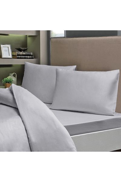 mer-tim ezberbozan ev tekstili Mer-tim Cotton Ranforce Double 160x200 Elastic Sheet Set - Gray