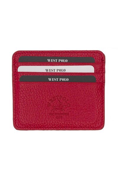 Fiyaka West Polo 49 Genuine Leather Unisex Card Holder Red