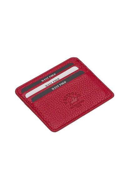 Fiyaka West Polo 49 Genuine Leather Unisex Card Holder Red