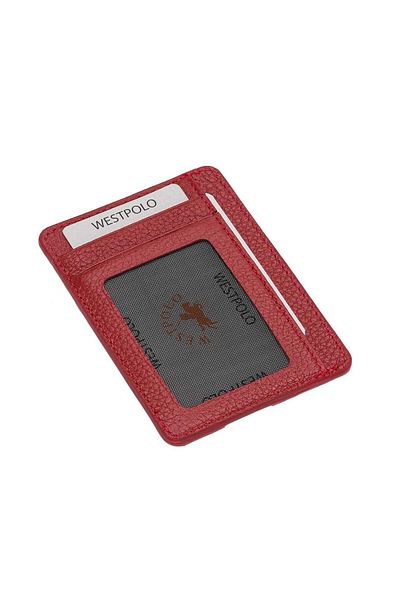 Fiyaka West Polo 358 Genuine Leather Unisex Card Holder Red