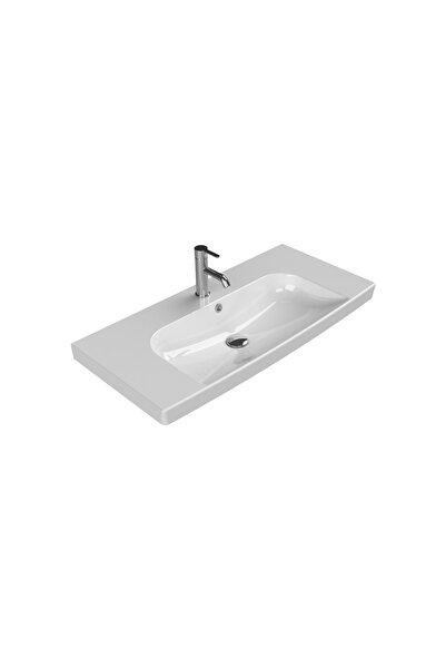 Cerastyle Turkuaz Seramik Roma Serisi Etajerli 95 Cm Lavabo