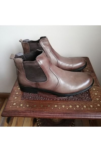 İnci Men's Genuine Leather Mink Antique Shaded Elastic Soft Comfortable Non-Slip Rubber Sole Boots