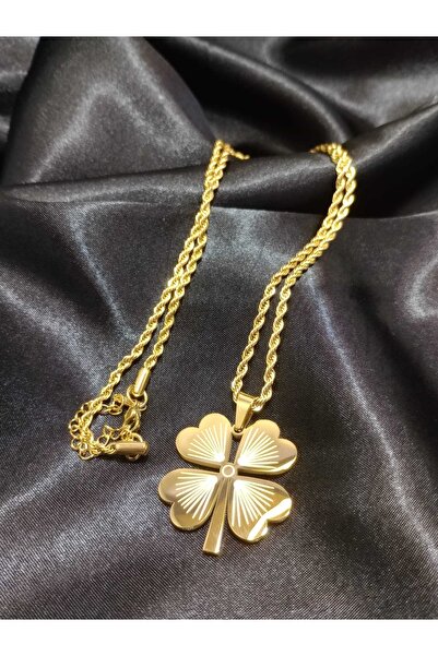 Take BEAUTY Altın Kaplama Yonca Uçlu Çelik Kolye