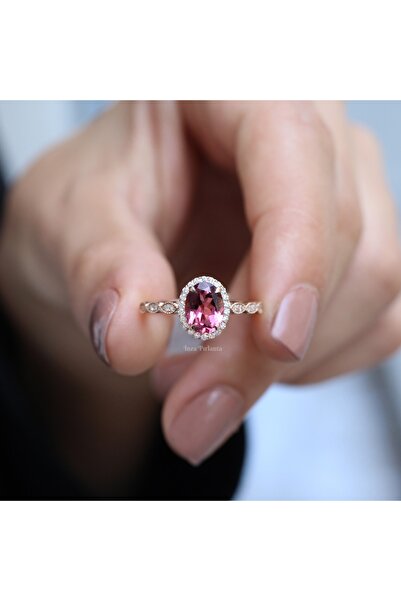 INZA mücevherat Vintage Tasarım Turmalin & Pırlanta Yüzük