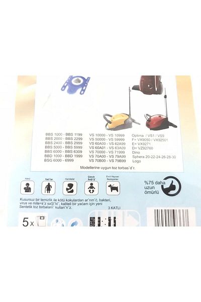 Bosch Siemens 5 Pieces Antimicrobial Dust Bag - D-e-f-h-g Compatible