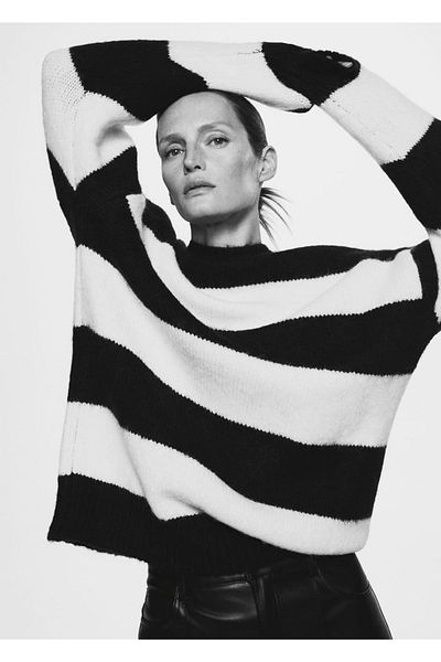 MANGO Woman Pulover cu dungi oversize