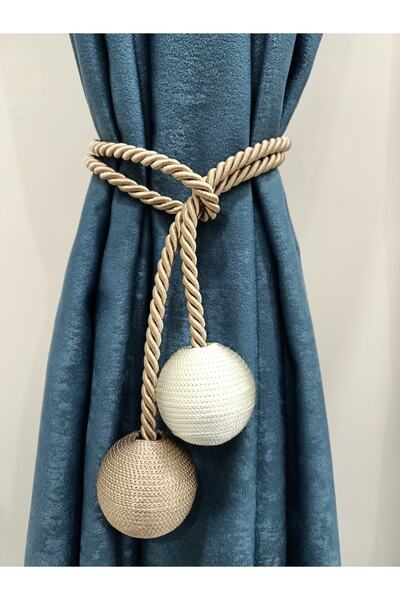 SEILL Iki Toplu Yan Bağlama Fon Perde Toplama Aparatı Vizon&krem