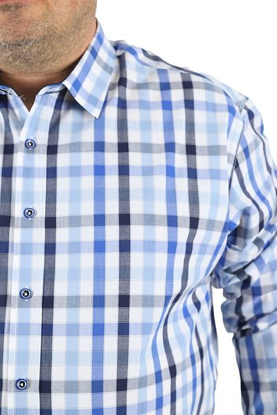 MocGrande Large Size Men's Small Checkered Shirt 23361 White
