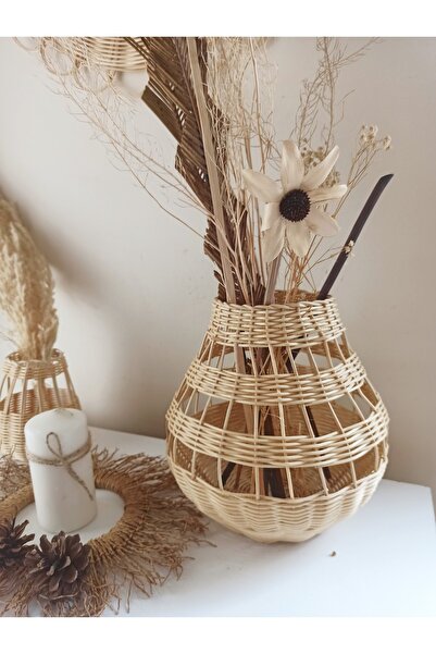 gudelidekor Hasır Bambu Rattan Saksı Vazo