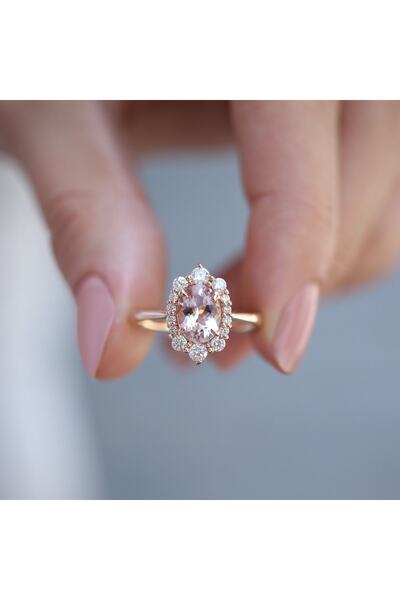 INZA mücevherat Vintage Özel Tasarım Morganite & Pırlanta Yüzük
