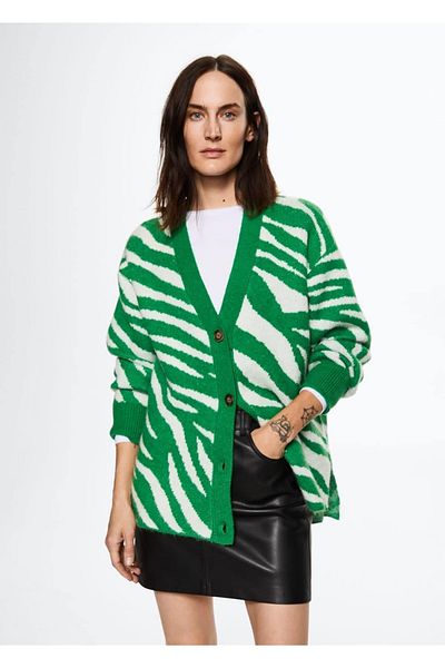 MANGO Woman Cardigan se zvířecím vzorem