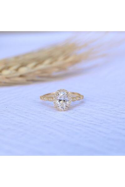 INZA mücevherat Vintage Tasarım Beyaz Topaz & Pırlanta Yüzük