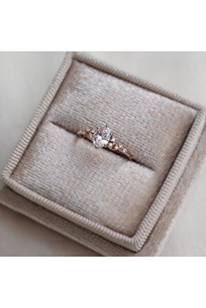 INZA mücevherat Vintage Özel Tasarım Asimetri Pırlanta & Beyaz Topaz Yüzük