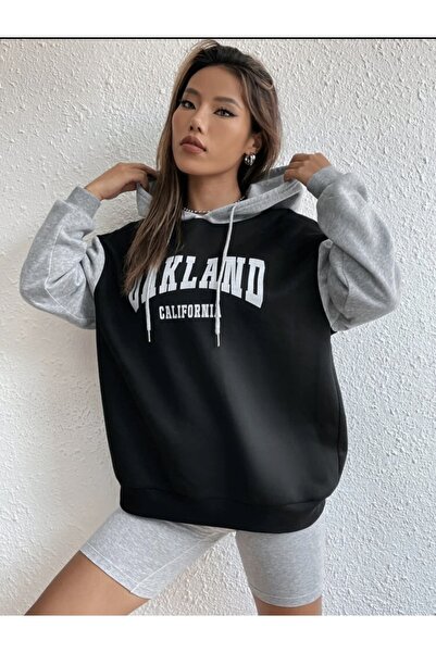 LOUİSA Φούτερ με κουκούλα Oversize Unisex Oakland California με στάμπα