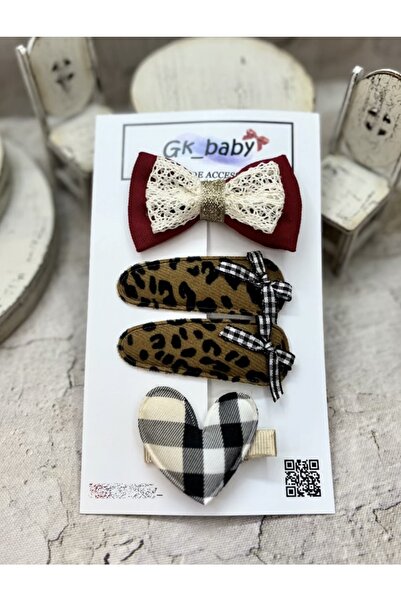 GK Quadruple Leopard Patterned Snaps - Heart Clip Buckle Set