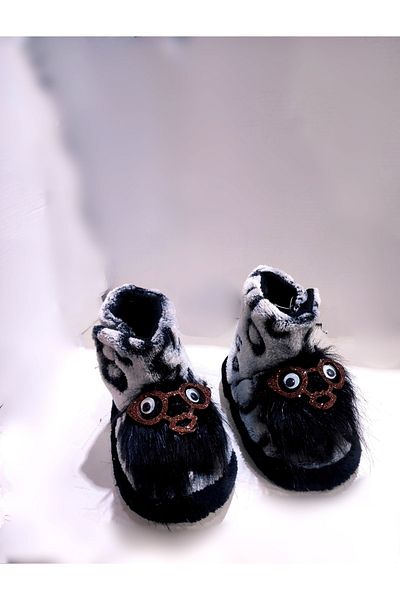 AYKABARAN Non-Slip Sole Baby Slippers, First Step Shoes, Anti-Sweat Wool Inside, Playing Eyes Slippers