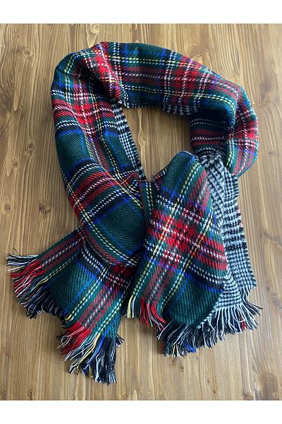 Roze Aksesuar Double Sided Check Shawl