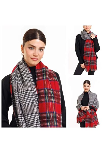 Roze Aksesuar Αναστρέψιμο καρό σάλι