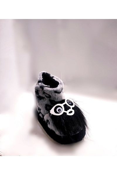 AYKABARAN Non-Slip Sole Baby Slippers, First Step Shoes, Anti-Sweat Wool Inside, Playing Eyes Slippers