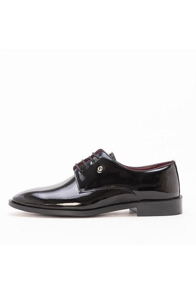 Pierre Cardin Ανδρικά Μαύρα Χακί Λουστρίνι Classic Παπούτσια 7030