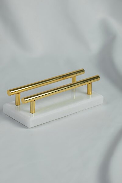 MERALP Θήκη για χαρτοπετσέτα Ayder Gold Real Marble, Λαβή μεταλλικού προφίλ