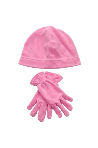AXE SPORTSWEAR Kadın Kışlık Pembe Termal Polar Eldiven - Polar Bere 2'li Set